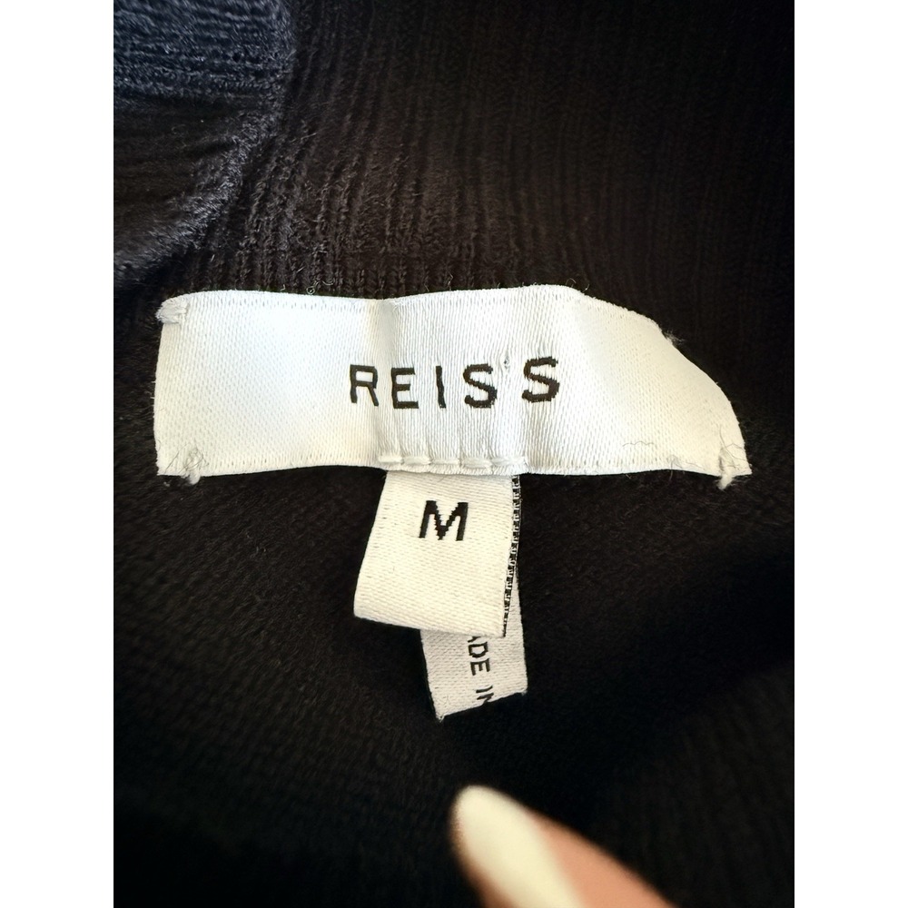 REISS Gabby Knit Sweater Dress M Black Wool Blend Mock Neck Zipper Slit $320 - Picture 12 of 14